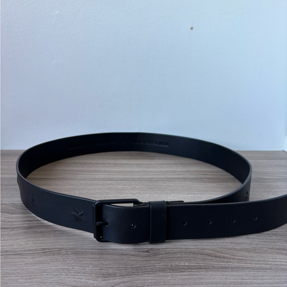 All Saints Black Leather Belt Star Men's Sz XL